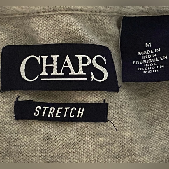 CHAPS Men’sPolo Shirt, Stretch Comfort, Gray, Navy Logo, 2 button M Excel Cond - Picture 9 of 9